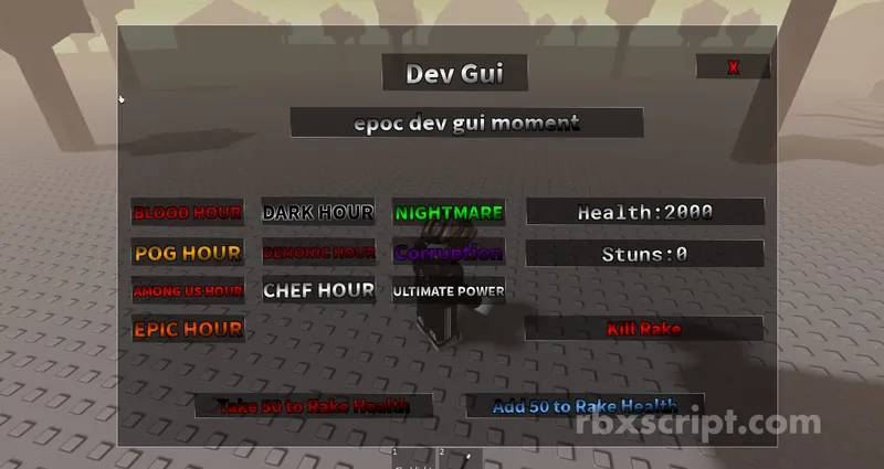 Rake blood hour test: Unlock Devs Gui - Rake blood hour test script preview