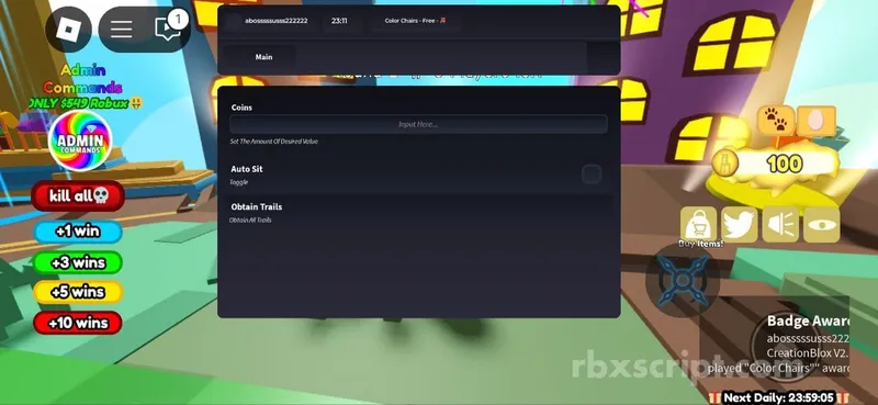 Color Chairs: Auto Sit, Obtain Trails - Color Chairs script preview