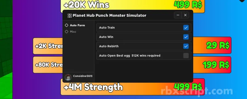 Punch Monster Simulator: Auto Rebirth, Auto Win, Auto Train - Punch Monster Simulator script preview