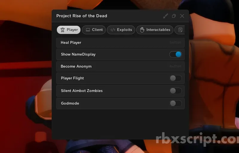 Rise of the Dead: Heal Player, Zombie ESP, Godmode - Rise of the Dead script preview