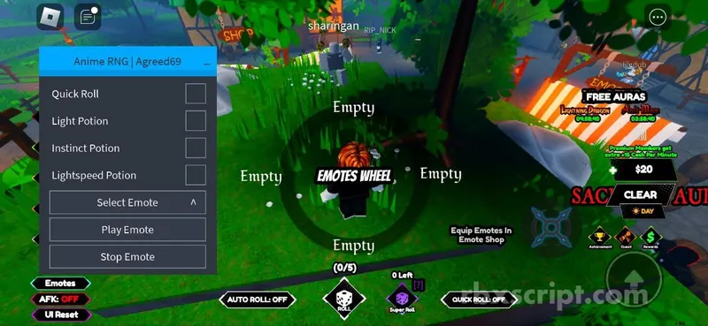 Anime RNG: Play Emote - Anime RNG script preview