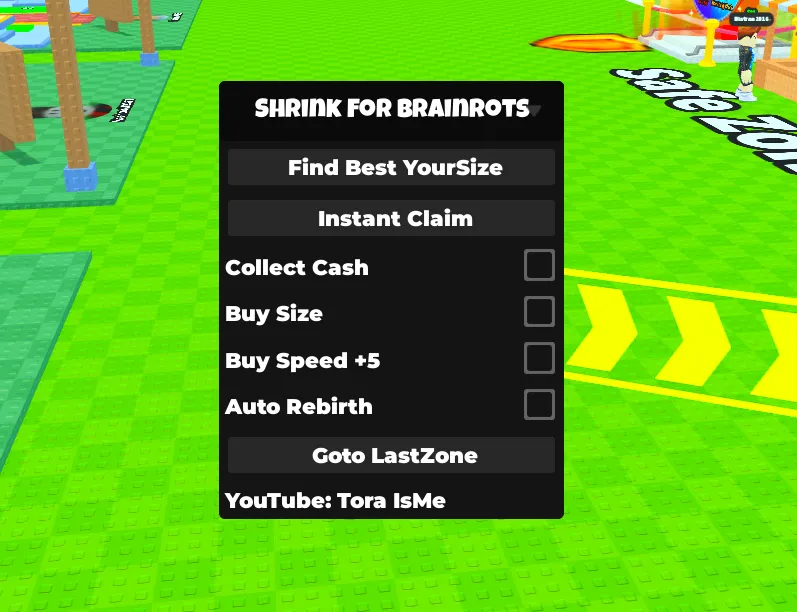 Cool script for Shrink For Brainrots on Find Best Your Size, Instant Claim, Collect Cash, Buy Size, Buy Speed +5, Auto Rebirth and Goto Last Zone - Shrink For Brainrots Script script preview