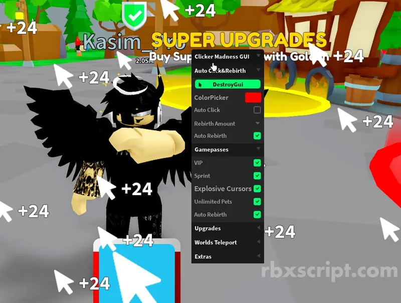 X100 CLICKS Clicker Madness [Auto Click, Auto Rebirth , Gamepass] - X100 CLICKS Clicker Madness [Auto Click, Auto Rebirth , Gamepass] script preview