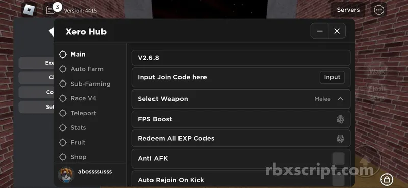 Blox Fruits: FPS Boost, Auto Farm, Anti Afk - Blox Fruits script preview