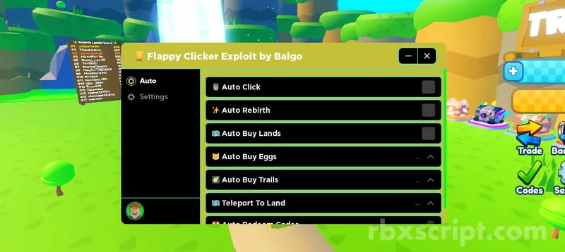 Flappy Clicker: Auto Click, Auto Rebirth, Auto Buy Lands &amp; More - Flappy Clicker script preview
