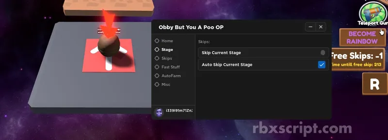 obby but you're a poop: Auto Finish - obby but you're a poop script preview