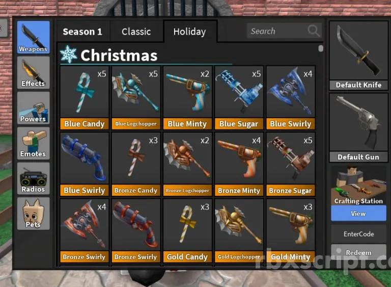 Murder Mystery 2 [Unlock All Skins - Clientside] - Murder Mystery 2 [Unlock All Skins - Clientside] script preview