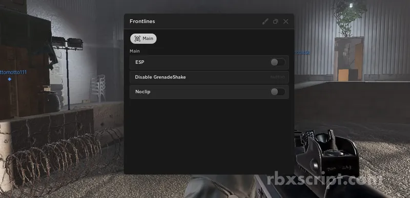 FRONTLINES: Esp, Noclip, Disable Grenade Shake - FRONTLINES script preview