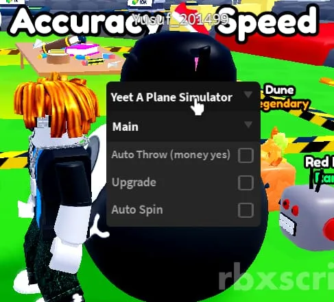 Yeet a Plane Simulator: Auto Throw, Auto spin, Upgrade - Yeet a Plane Simulator script preview