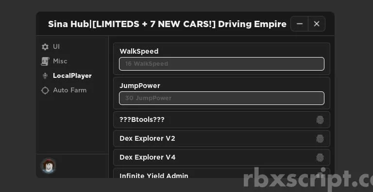 Driving Empire: AutoFarm, Jumppower, Antiafk - Driving Empire script preview