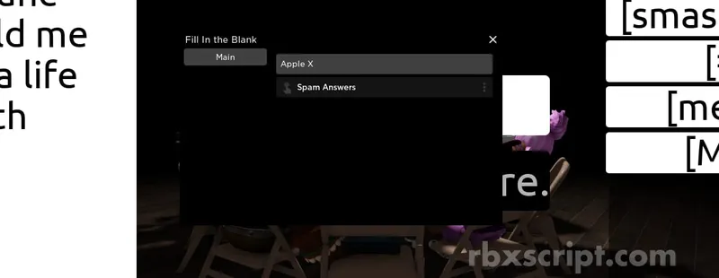 Fill In the Blank: Spam Answers - Fill In the Blank script preview