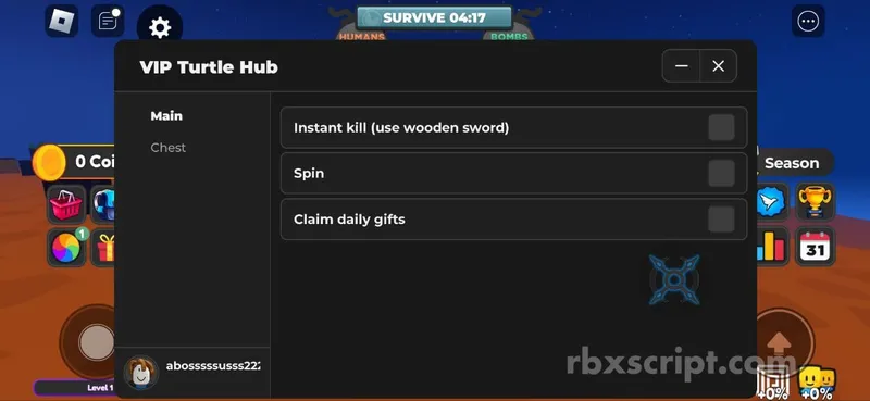 Build to Survive the Booms: Insta Kill, Spin, Chest Farm - Build to Survive the Booms script preview