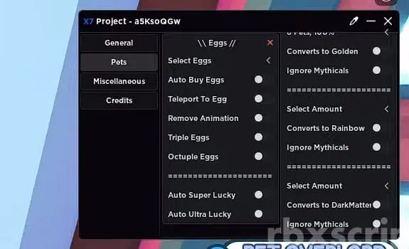 Pet Simulator X: Auto Open Eggs, Ignore Rarities &amp; More - Pet Simulator X script preview