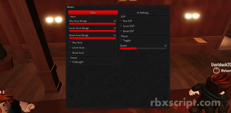 DOORS: Noclip, Fullbright, Key Aura - DOORS script preview