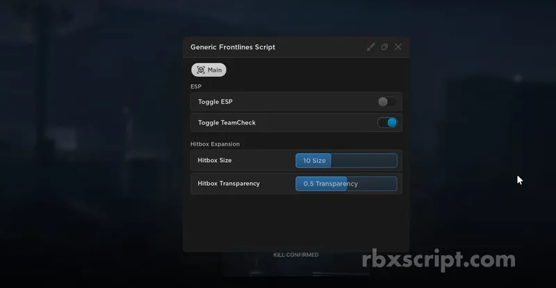 FRONTLINES: Esp, Hitbox Expander - FRONTLINES script preview