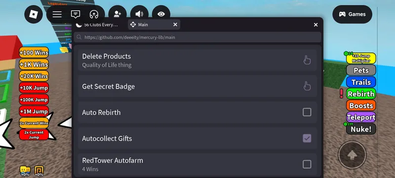 Good script with teleport, auto farm, secret badge and more.. - +1 jump every second Script NOT VERIFIED script preview