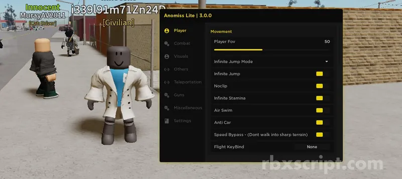 Anomic: Inf Stamina, Inf Jumps, Hitbox - Anomic script preview