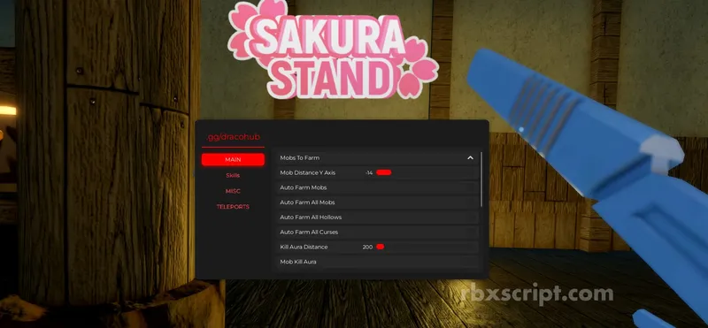 Sakura Stand: Auto Farm All Mobs, Kill Aura, Auto Farm - Sakura Stand script preview