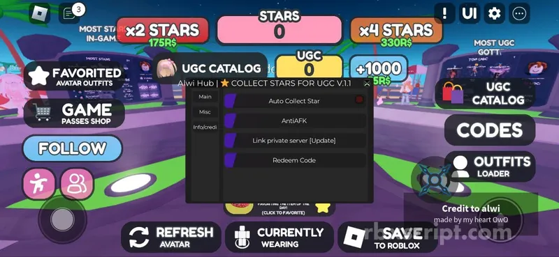 Collect Stars for UGC: Auto Collect Star, Anti Afk - Collect Stars for UGC script preview