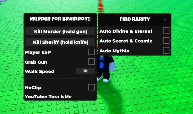 Cool script for Murder Mystery For Brainrots on Kill Murder - Sheriff, Player ESP, Grab Gun, Walk Speed, NoClip and Auto Find Rarity - Universal script preview