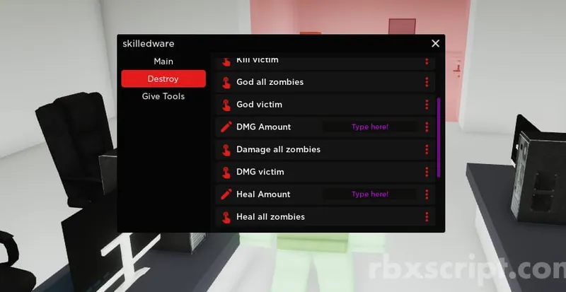 Zombie lab: Kill All Zombies, Give Cure or Virus, God All Zombies - Zombie lab script preview