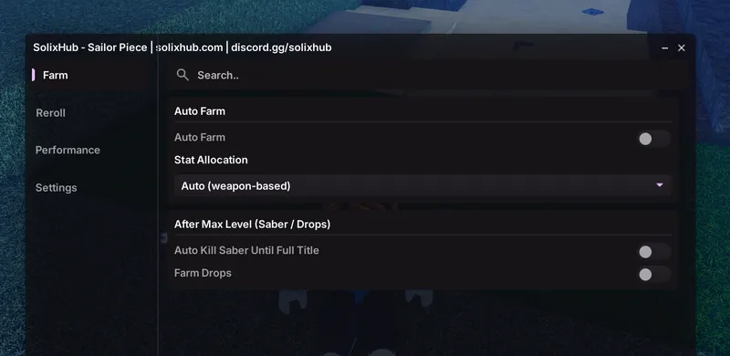 Cool script for Sailor Piece on Auto Farm, Auto Kill Saber Until Full Title, Farm Drops and more - Sailor Piece Script script preview