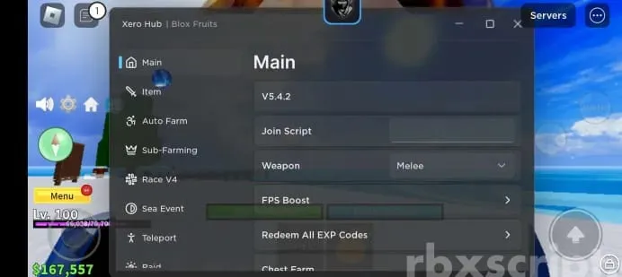 Blox Fruits: Fps Booster, Redeem All Codes &amp; More Mobile Script - Blox Fruits script preview