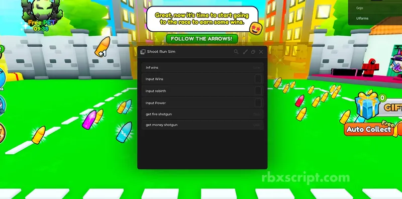 Shoot Run Simulator: Infinite Wins, Infinite Rebirths - Shoot Run Simulator script preview