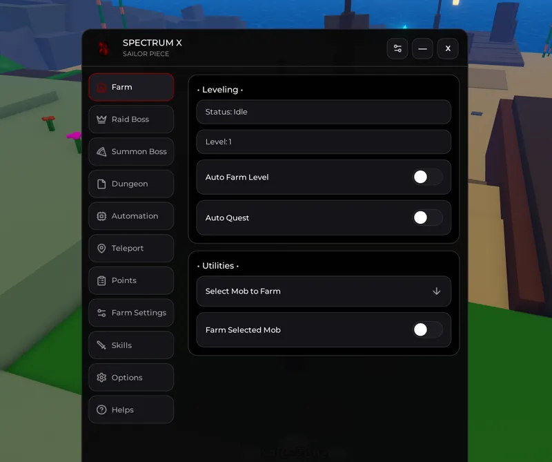 Simple script for Sailor Piece on Auto Farm Level, Auto Quest, Auto Farm Mob, Raid Boss and more - Unknown script preview