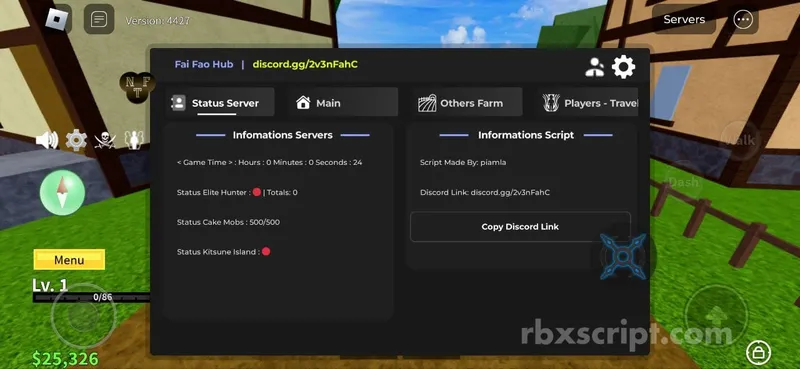 Blox Fruits: AutoFarm, Auto Race v4, Server Hop - Blox Fruits script preview