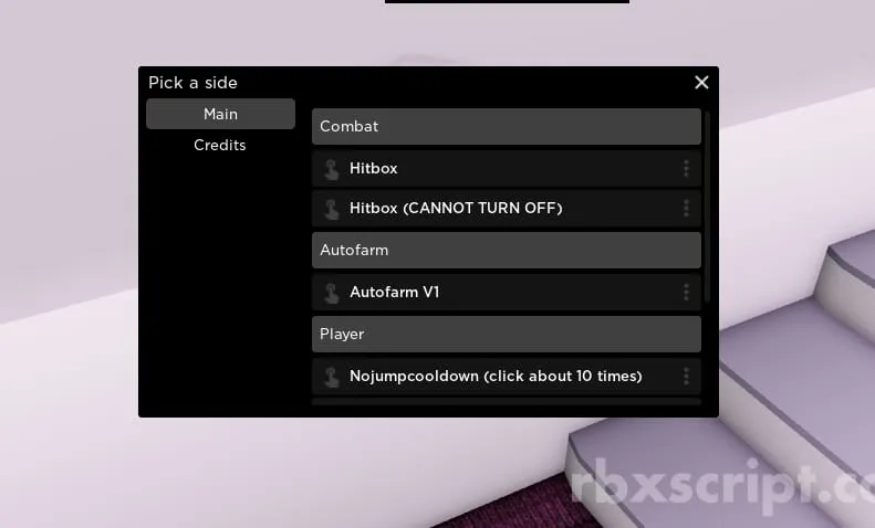 Pick A Side (Cracked): Hitbox, Auto Farm, No Jump Cooldown - Pick A Side (Cracked) script preview