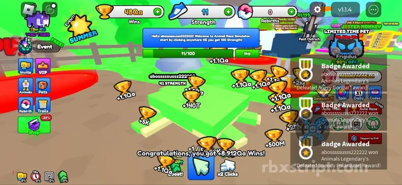 Animal Race: Inf Win - Animal Race script preview