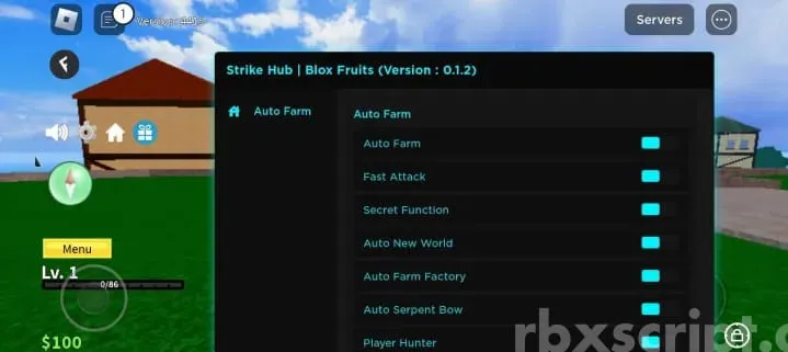 Blox Fruits: Farm Level, Auto New World &amp; More Mobile Script - Blox Fruits script preview
