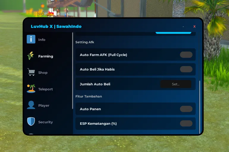 Simple script for SAWAH Indo on Auto Panen, Auto Farm AFK, Auto Beli Jika Habls and more - SAWAH Indo Script script preview