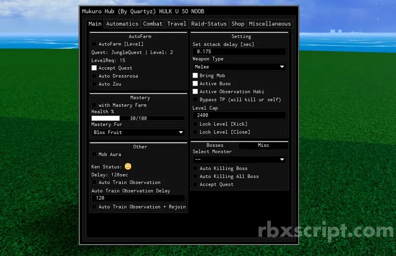 Blox Fruits: Auto Farm Mobs, Auto Fish Tails &amp; More - Blox Fruits script preview