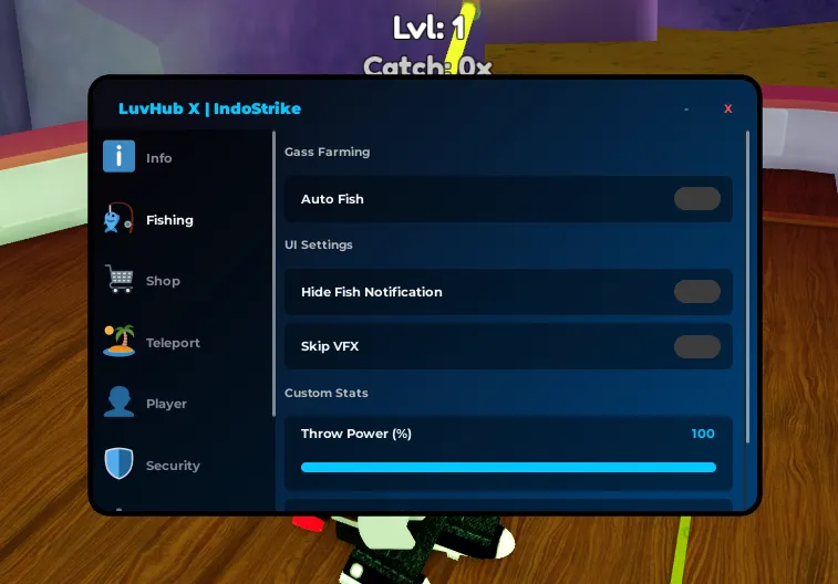 Simple script for INDO STRIKE on Auto Fish, Skip VFX, Auto Sell and more - INDO STRIKE Script script preview