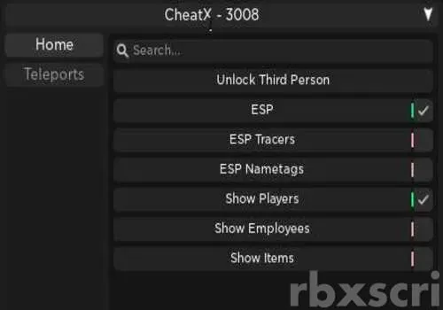 3008: Player Esp, Esp Items, Teleports - 3008 script preview