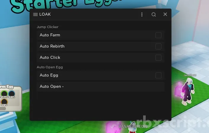 Jump Clicker: Auto Egg, Auto Click, Rejoin Server - Jump Clicker script preview