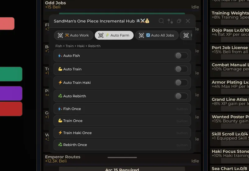 Cool script for Fruit Piece Incremental on Auto Fish, Auto Train, Auto Rebirth and more - Unknown script preview