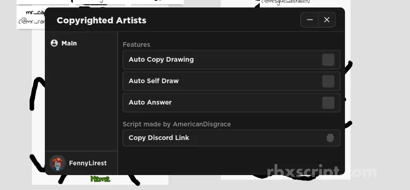 Copyrighted Artists: Auto Answer, Auto Self Draw, Auto Copy Drawing Mobile Script - Copyrighted Artists script preview