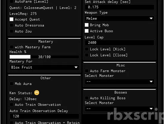 Blox Fruits: Auto Farm Mastery, Auto Upgrade Stats Mobile Scripts - Blox Fruits script preview