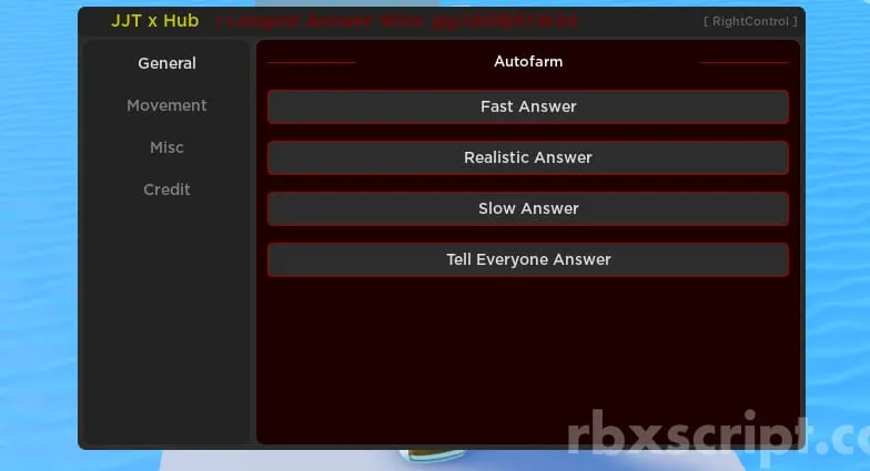 Longest Answer Wins: Slow Answer, Realistic Answer, Anti Kick - Longest Answer Wins script preview