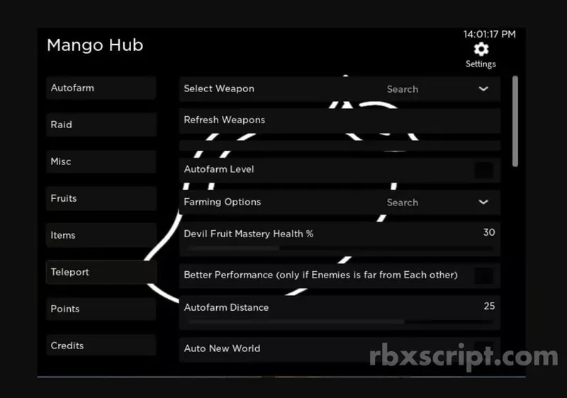 Blox fruits: Autofarm level, Auto raid, Nring fruits - Blox fruits script preview