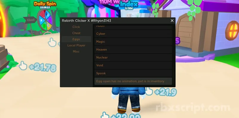 Rebirth Champions X: Auto Hatch Eggs, Auto Click, Auto Open Chests - Rebirth Champions X script preview