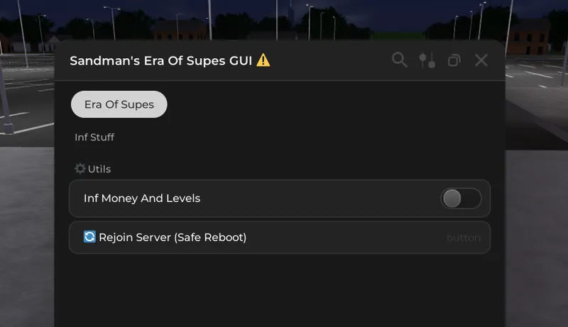 Simple script for Era Of Supes on Inf Money - Levels and Rejoin Server - Era Of Supes Script script preview