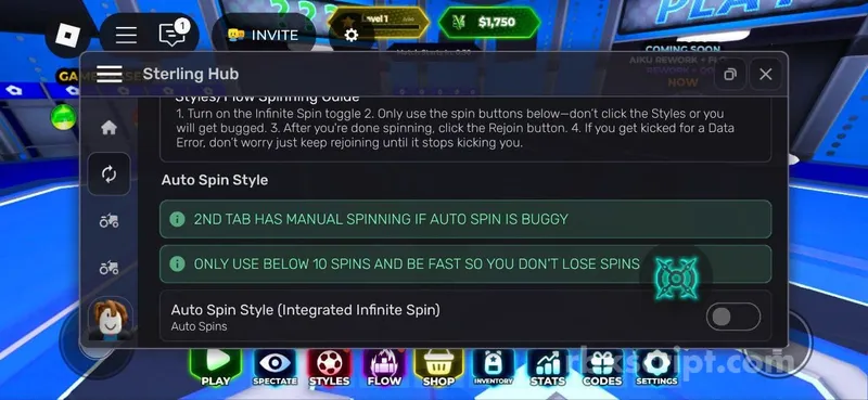 Blue Lock: Auto Spin Style,  Spin type - Blue Lock script preview