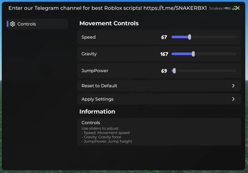 The best script for speed, gravity, and jumping! You can adjust the speed, jump, or even the gravity, to whatever you want.. Works on Delta and Xen - Speed, Gravity, JumpPower.. (SnakesHub) script preview