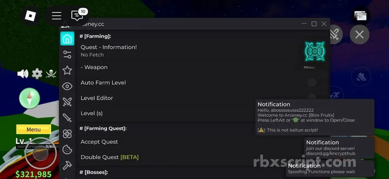 Blox Fruits: Auto Farm, Weapon, Lvl Editor - Blox Fruits script preview