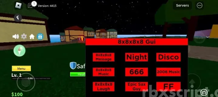 Universal 8x8x8x8 GUI: 666, Night, FF Mobile Script - Universal 8x8x8x8 GUI script preview