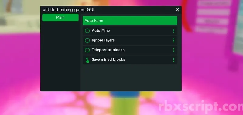 untitled mining game: Auto Mine, Teleport To Blocks, Ignore Layers - untitled mining game script preview